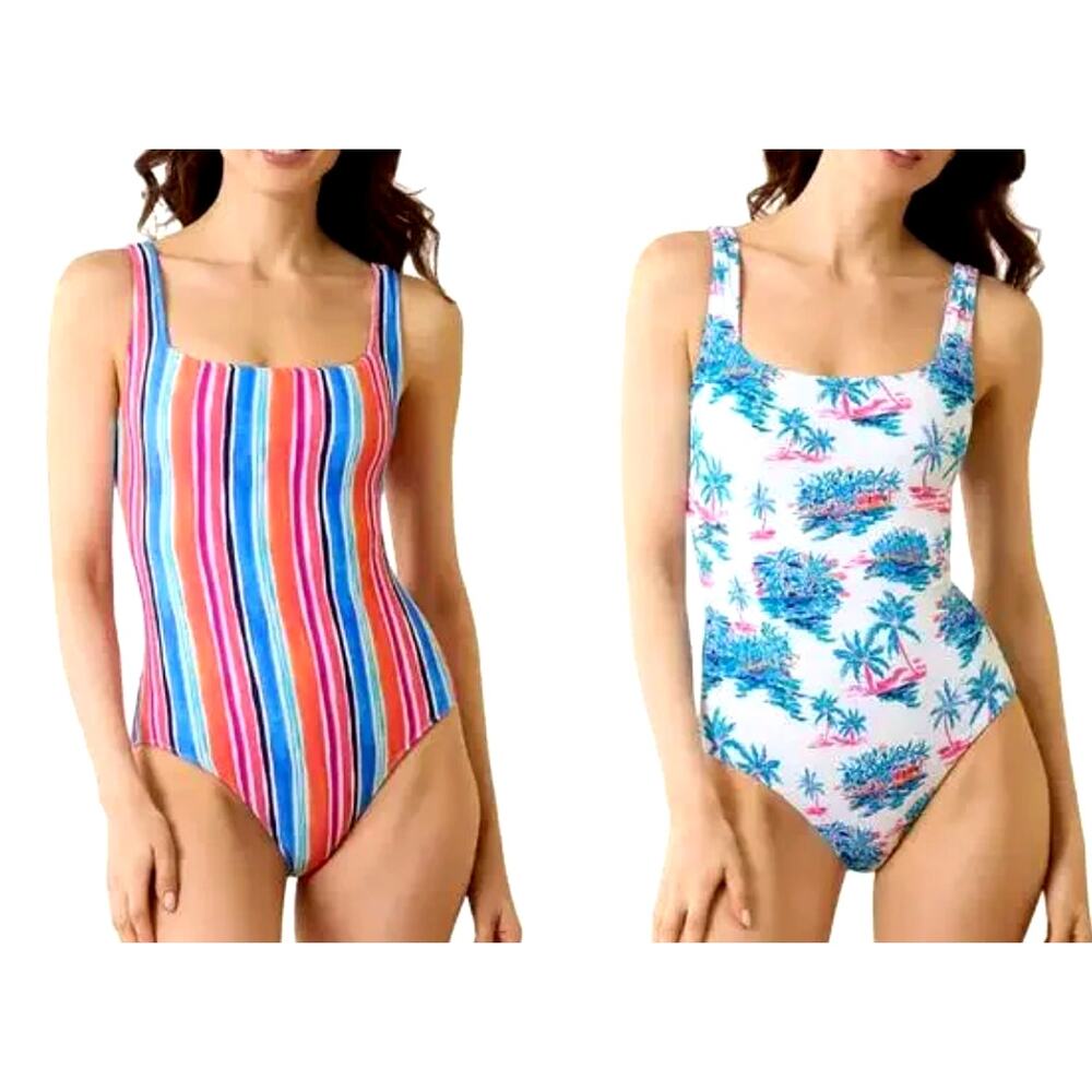 Tommy Bahama Island Cays Tropical Oasis Reversible Pique Swimsuit | Sz 12 NEW